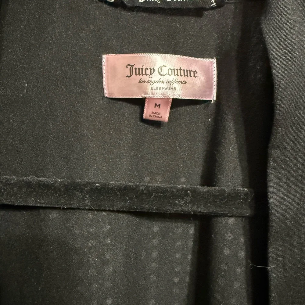 Juicy Couture Black Lightweight Sleep Robe Sz M Cozy Rhinestone “JUICY” Glam‎